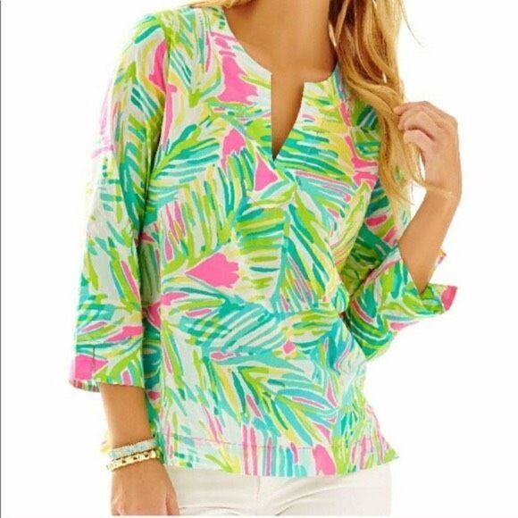 Lilly Pulitzer Amelia Island Tunic pullover top women's size XS - Picture 1 of 6